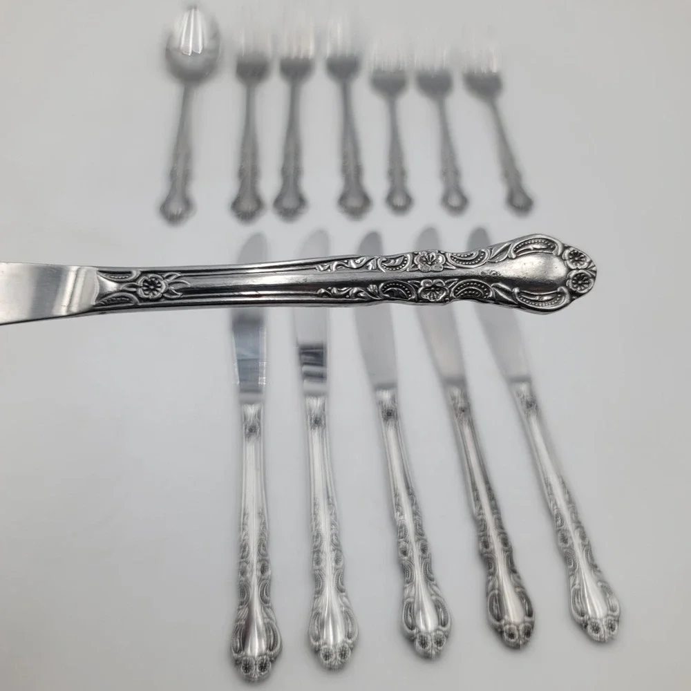 13pc Ekco Eterna Sandra Jeanne Stainless Flatware Japan Set Knives Forks Spoon